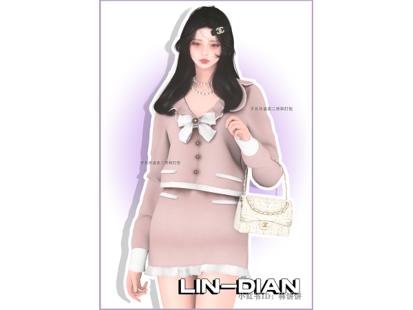 Alpha LIN DIAN Two piece set with ruffled edges suits - The Sims 4 Custom Content