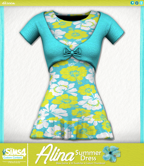 Mix Alina Summer Dress by simsfinds - The Sims 4 Custom Content