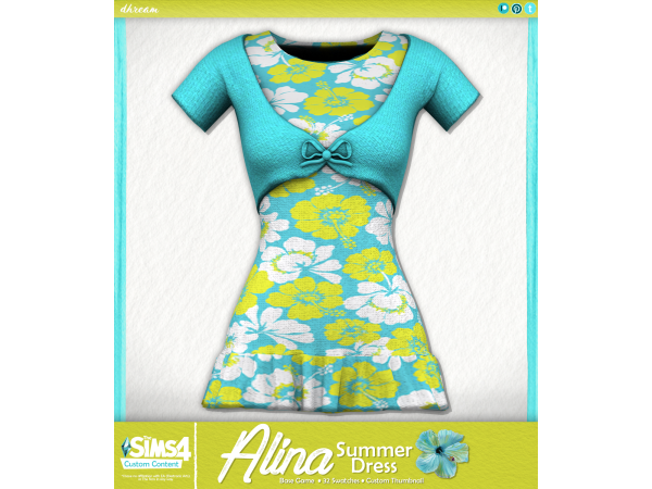 Mix Alina Summer Dress by dhream - The Sims 4 Custom Content