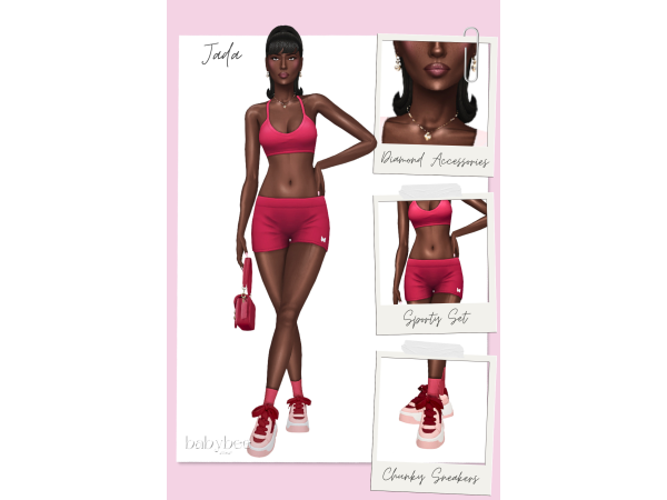 Maxis Match Jada Kelly Everyday Fitness Lookbook by babybeesims - The Sims 4 Custom Content