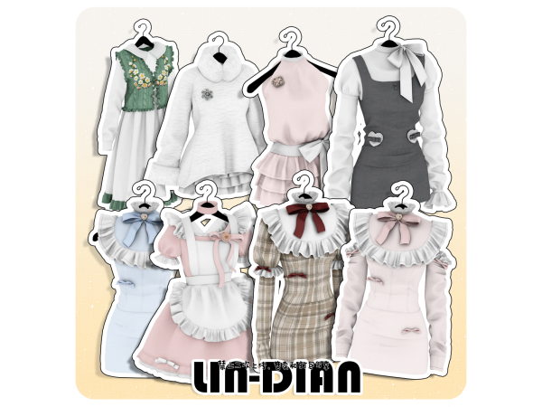 Mix LIN DIAN Clothes hangers decor Set - The Sims 4 Custom Content