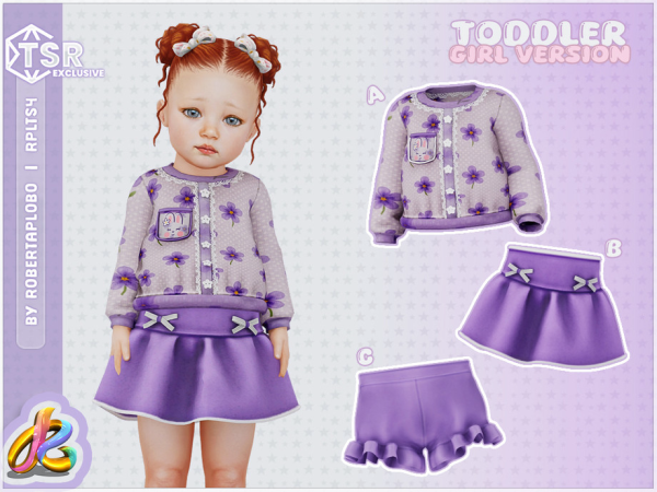 Mix Toddler Girl SET Charming Bunny Springtime by RobertaPLobo - The Sims 4 Custom Content