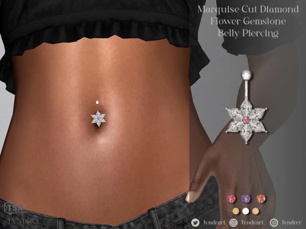 Sims 4 Alpha  CC: Marquise Cut Diamond Flower Gemstone Belly Piercing