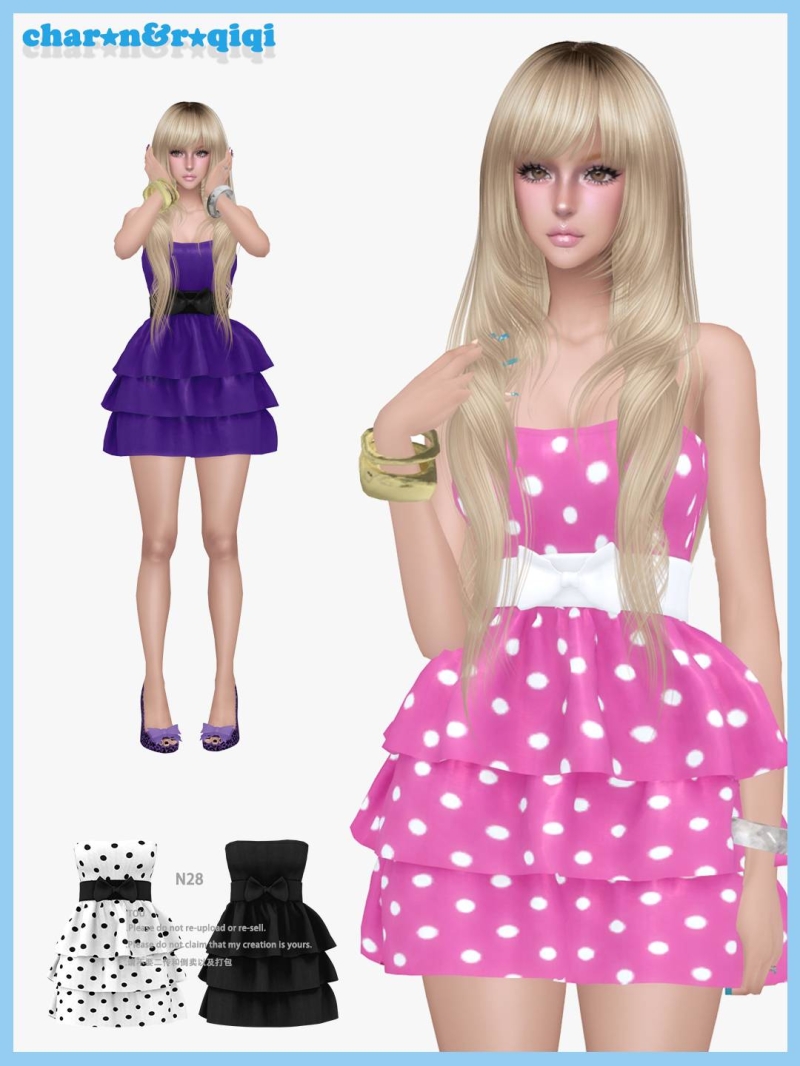 Mix [charonroqiqi]N28_dress by roqiqi - The Sims 4 Custom Content