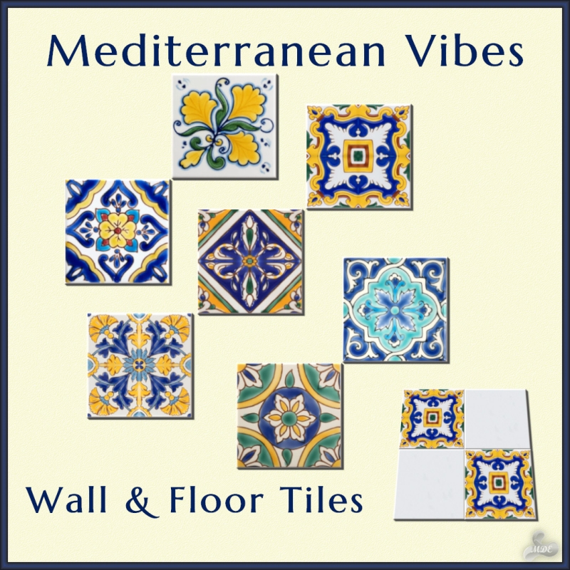 Maxis Match Mediterranean Vibes Wall Floor Tiles by mde - The Sims 4 Custom Content