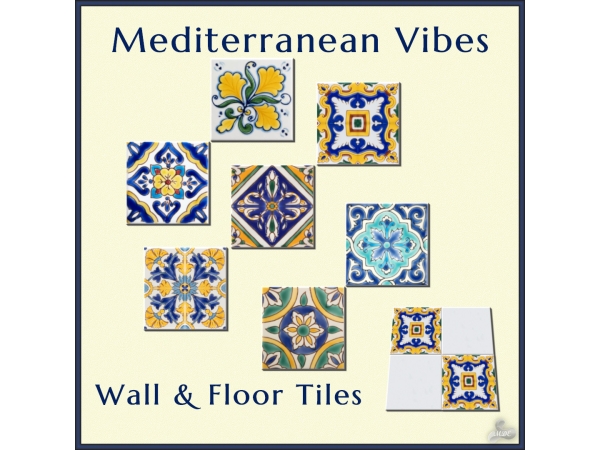 Sims 4 Maxis Match Paredes CC: Mediterranean Vibes Wall & Floor Tiles