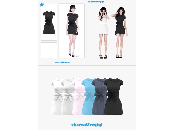 Mix [charonroqiqi]waist cinching dress - The Sims 4 Custom Content