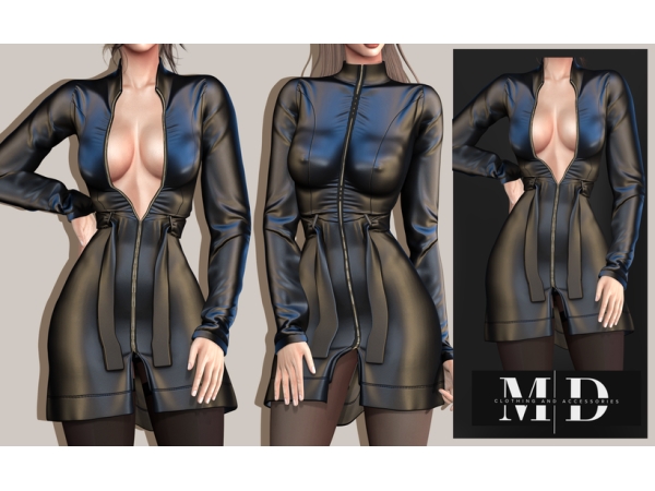 Alpha leather Trench coat - The Sims 4 Custom Content