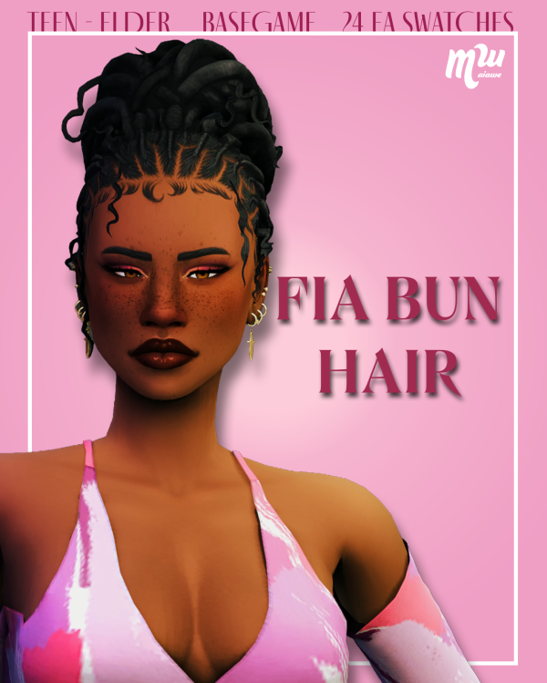 Maxis Match Fia Bun Hair by simsfinds - The Sims 4 Custom Content