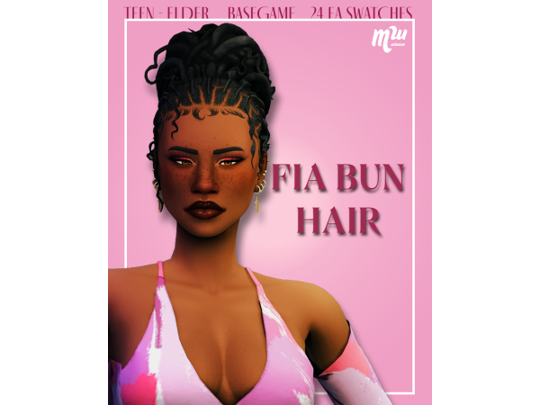 Maxis Match Fia Bun Hair by Maiawesims - The Sims 4 Custom Content