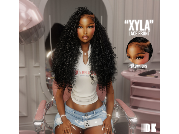 Alpha Xyla Lace Front by darkpink - The Sims 4 Custom Content
