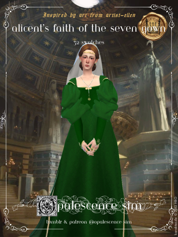 Maxis Match Alicent's Faith of the Seven Gown by simsfinds - The Sims 4 Custom Content