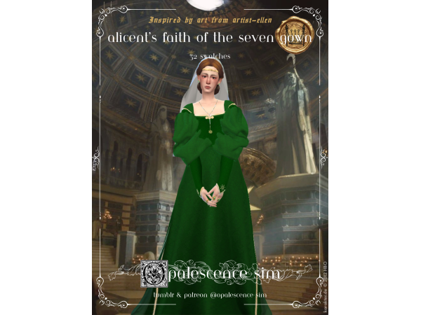 Maxis Match Alicent's Faith of the Seven Gown by opalescence - The Sims 4 Custom Content
