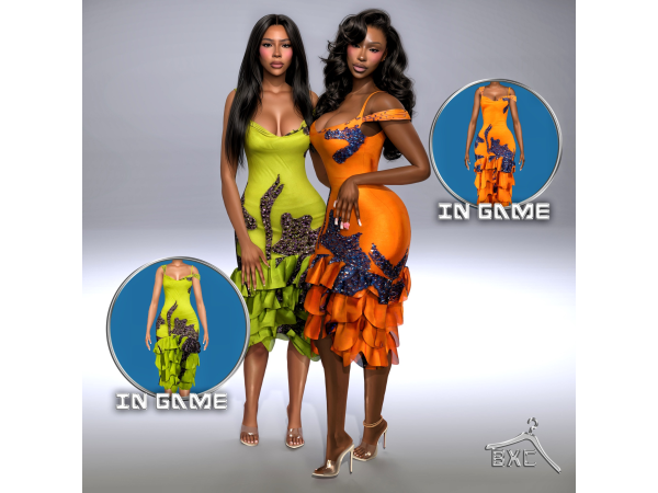 Alpha SUNSET DOLCE DRESS by Baddiexsimmer - The Sims 4 Custom Content