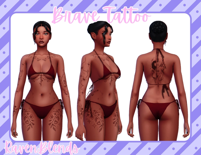 Alpha RavenBlends Brave Tattoo by ravenblends - The Sims 4 Custom Content