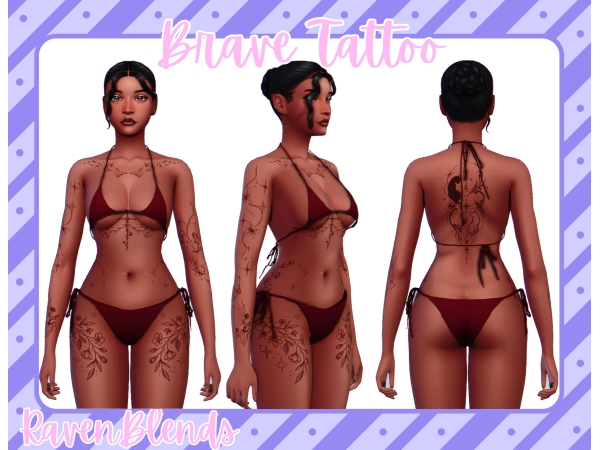 Alpha RavenBlends Brave Tattoo - The Sims 4 Custom Content