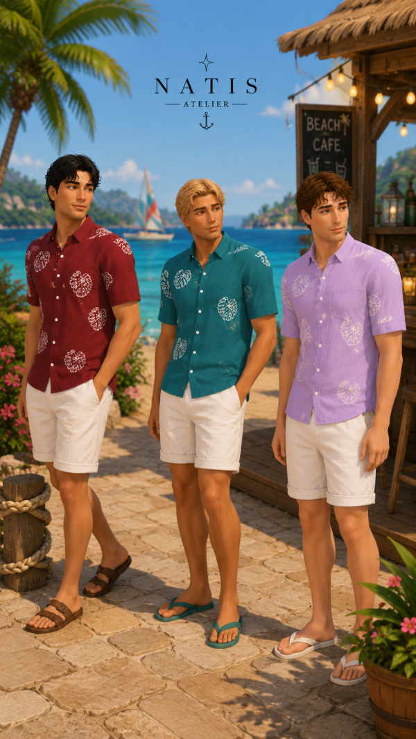 Maxis Match Tropical Vacation Shirts by simsfinds - The Sims 4 Custom Content