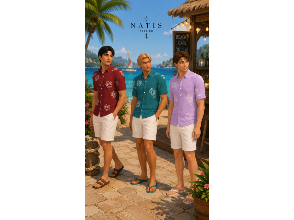 Maxis Match Tropical Vacation Shirts by natisatelier - The Sims 4 Custom Content