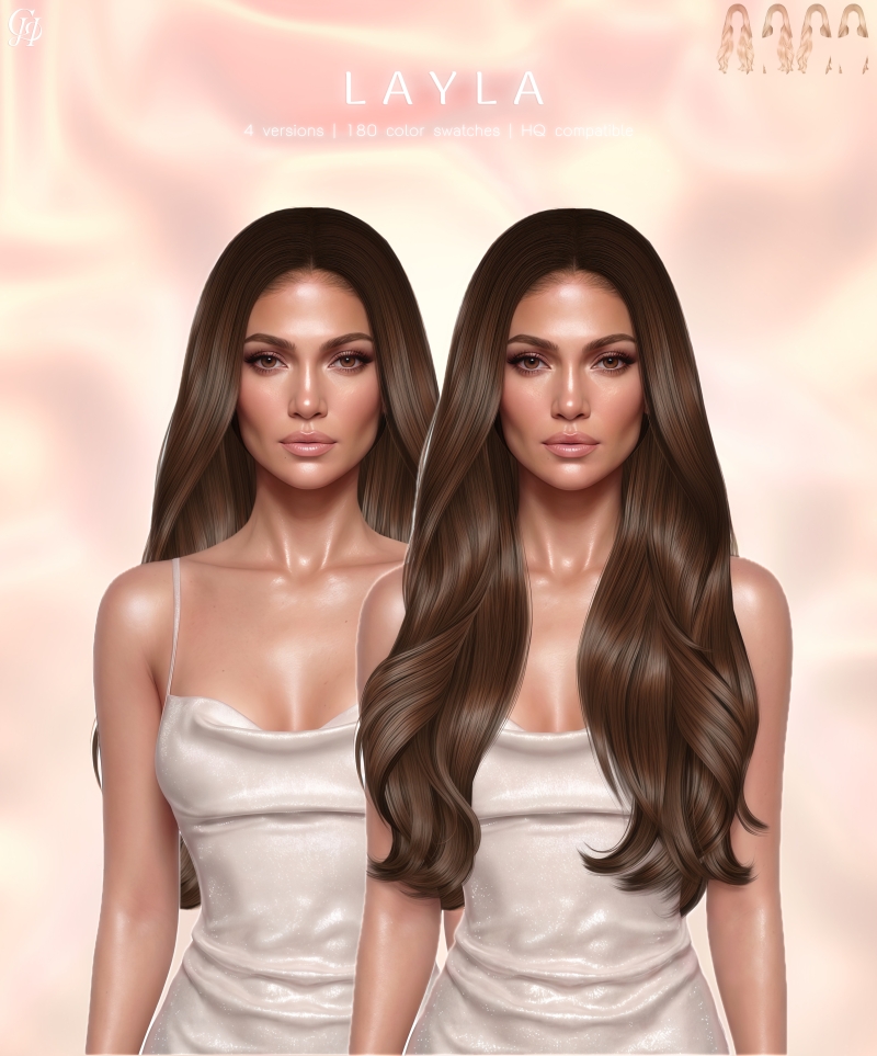 Alpha Layla Hairstyle by greenteahoney - The Sims 4 Custom Content