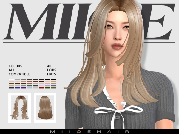 Maxis Match MIIOE straight hair by MIIOE - The Sims 4 Custom Content