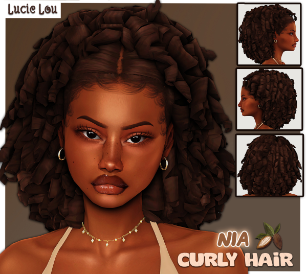 Maxis Match Nia Curly Hair by simsfinds - The Sims 4 Custom Content