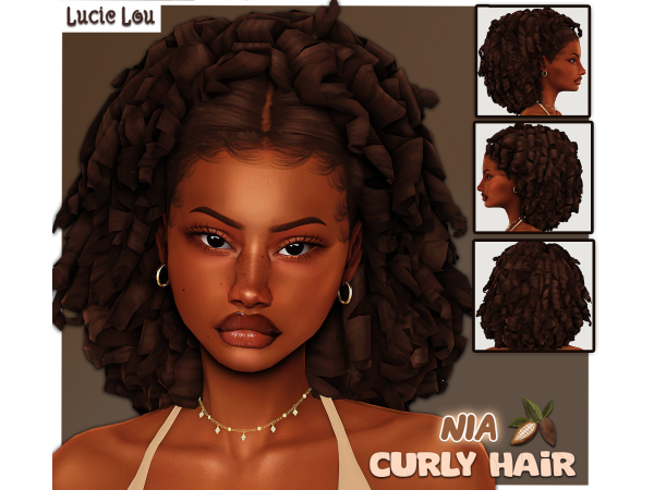 Maxis Match Nia Curly Hair by LucieLouSims - The Sims 4 Custom Content