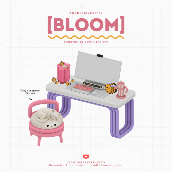 Maxis Match BLOOM COMPUTER SET by simsfinds - The Sims 4 Custom Content