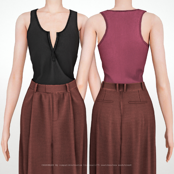 Alpha Henley Knit Top by simsfinds - The Sims 4 Custom Content