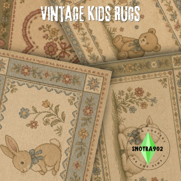 Alpha Vintage Kids Rugs by simsfinds - The Sims 4 Custom Content