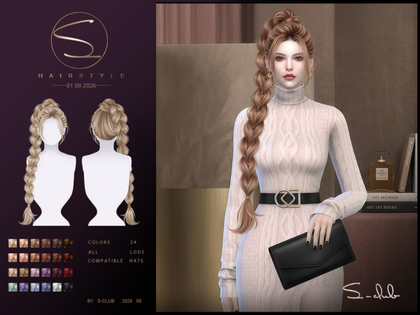 Alpha S CLUB braid ponytail HAIRSTYLE Club by S - The Sims 4 Custom Content