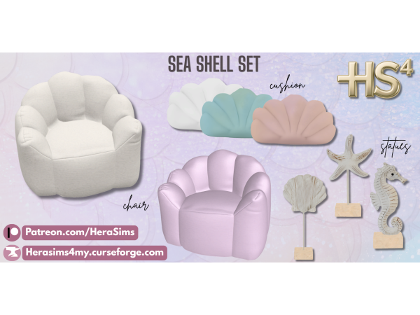 Alpha Sea shell set - The Sims 4 Custom Content