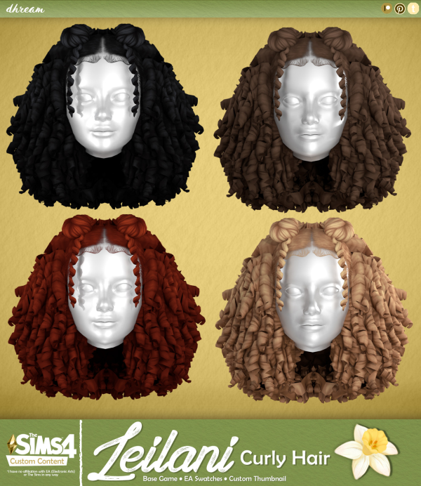 Maxis Match Leilani Children's Curly Hair by simsfinds - The Sims 4 Custom Content