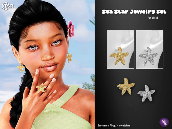 Alpha Sea Star Jewelry Set for child - The Sims 4 Custom Content