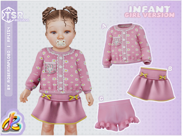 Maxis Match Infant Girl SET Charming Bunny Springtime by RobertaPLobo - The Sims 4 Custom Content