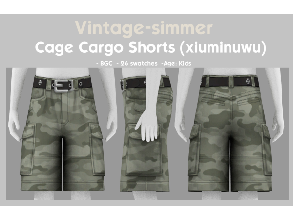 Maxis Match Cage Cargo Shorts simmer by vintage - The Sims 4 Custom Content