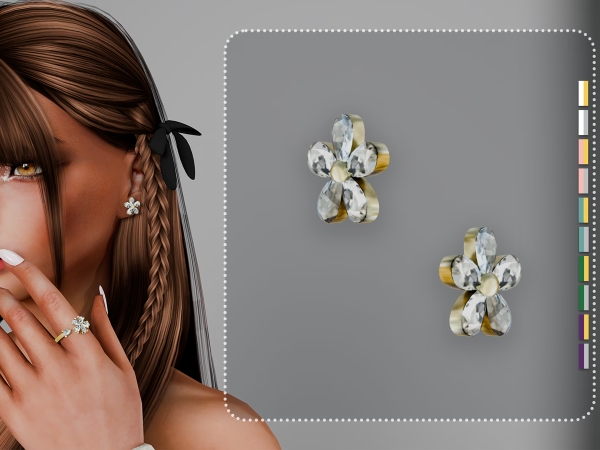 Alpha Aurelia Flower Earrings - The Sims 4 Custom Content