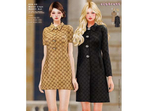 Alpha [SUNBERRY]2635_Metal Logo Outfit Set - The Sims 4 Custom Content