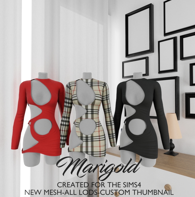 Alpha MARIGOLD TS4_SAFIRA DRESS by marigoldsims - The Sims 4 Custom Content