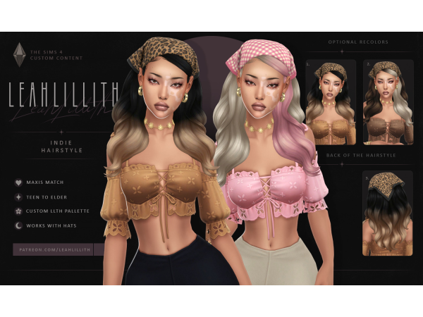Maxis Match Indie Hairstyle by leahlillith - The Sims 4 Custom Content