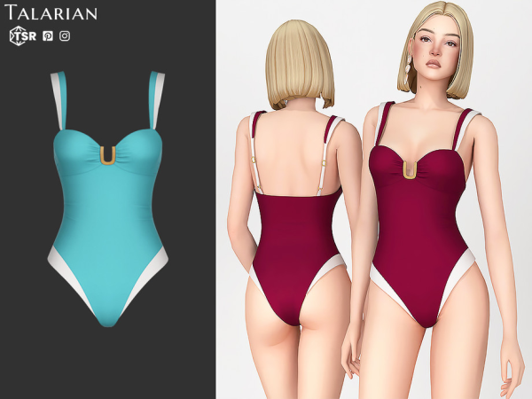Alpha Macy Buckle Detail One Piece Swimsuit by talarian - The Sims 4 Custom Content