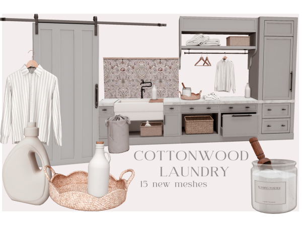 Alpha Cottonwood Laundry by Pinkboxdesign - The Sims 4 Custom Content
