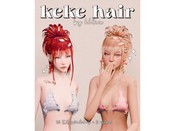 Maxis Match keke hair by khlia - The Sims 4 Custom Content