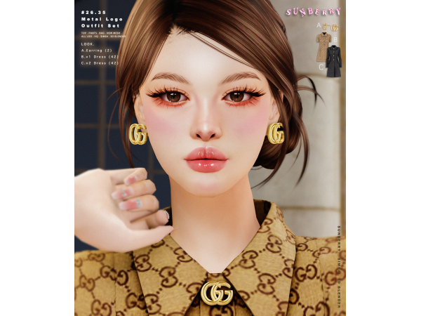 Alpha [SUNBERRY]2635_Metal Logo Outfit Set - The Sims 4 Custom Content