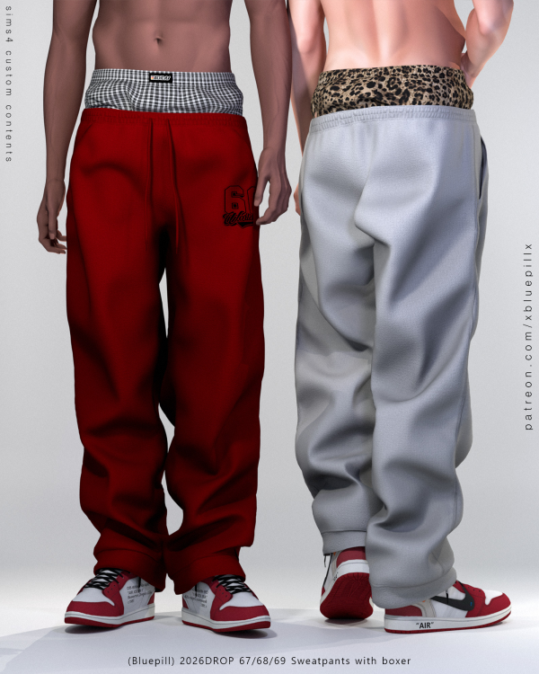 Alpha (Bluepill) 2026DROP_676869 Sweatpants with boxer by simsfinds - The Sims 4 Custom Content