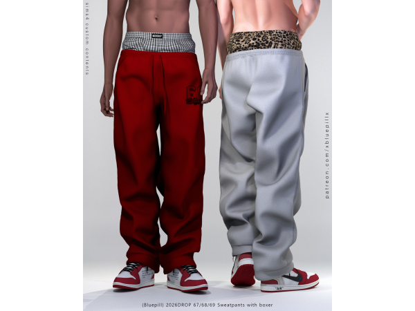Alpha (Bluepill) 2026DROP_676869 Sweatpants with boxer - The Sims 4 Custom Content