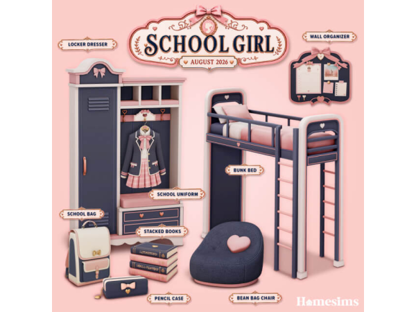 Maxis Match School Girl by Homesims - The Sims 4 Custom Content