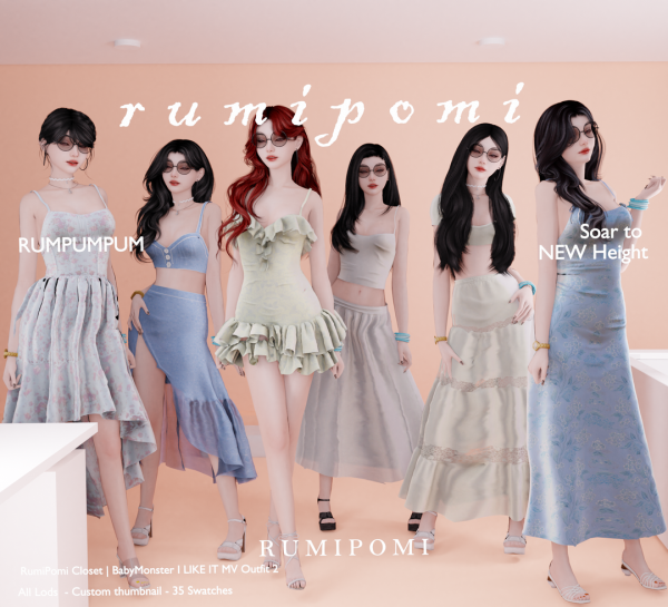 Alpha Rumpumpum_BabyMonster I LIKE IT MV Outfit 2 by rumi_pomi - The Sims 4 Custom Content