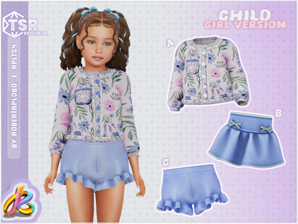 Maxis Match Child Girl SET Charming Bunny Springtime by RobertaPLobo - The Sims 4 Custom Content
