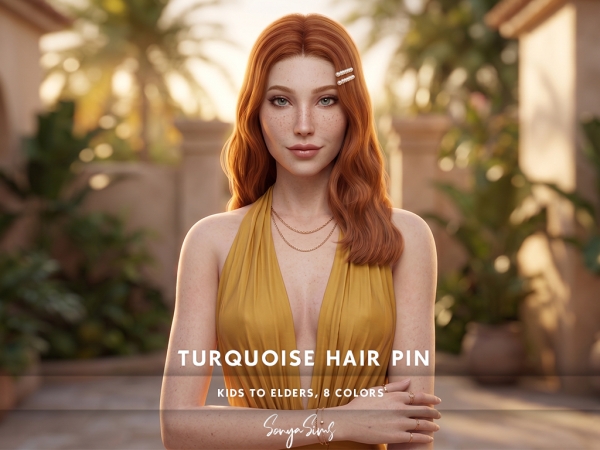 Alpha Turquoise Hair Pin - The Sims 4 Custom Content