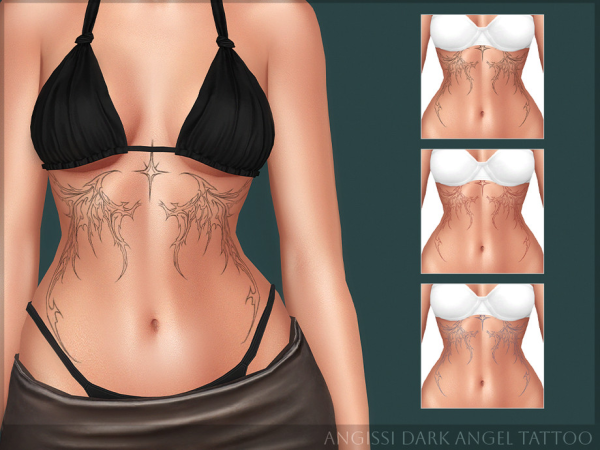 Mix Dark Angel Tattoo by ANGISSI - The Sims 4 Custom Content